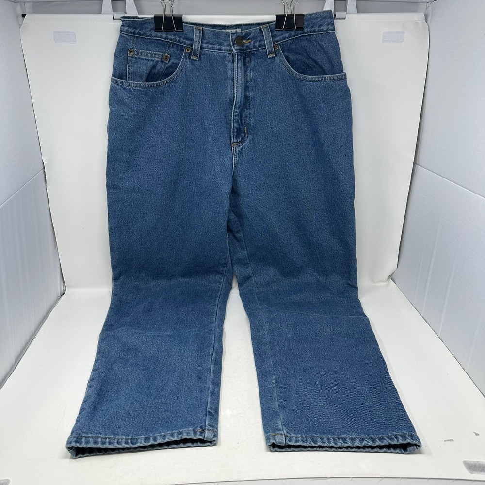 LL Bean Jeans Women 12 Reg Blue Original Fit Relaxed Flannel Lined 216147 Denim